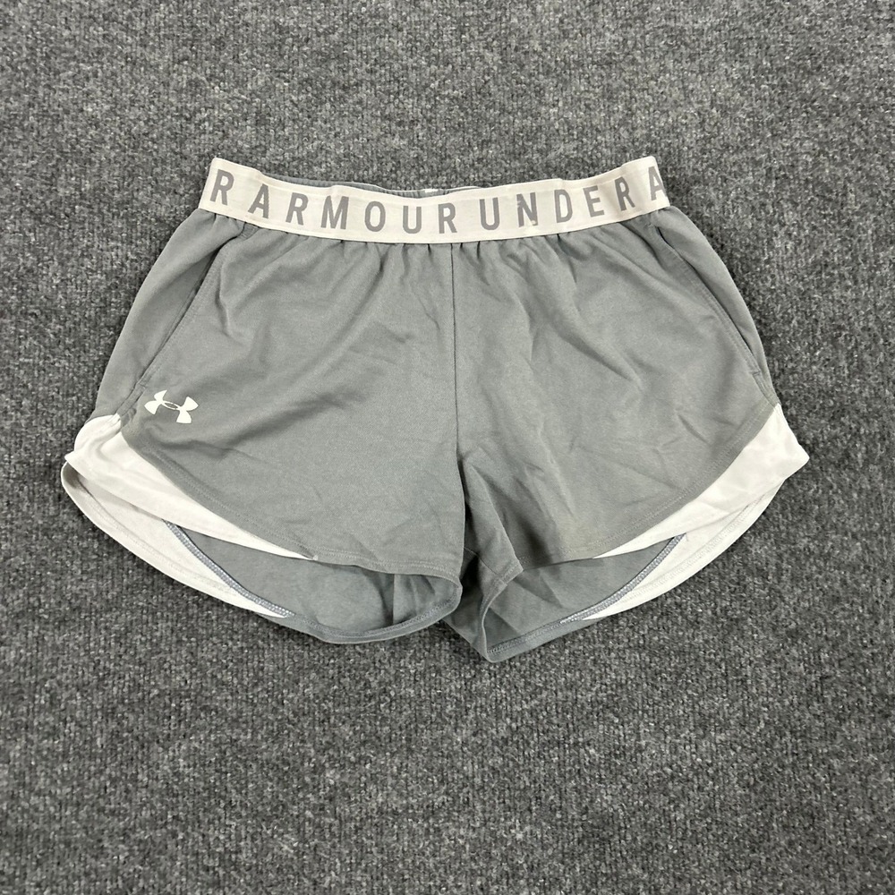 Under Armour Athletic Shorts Womens Size Small Gray HeatGear Loose Fit Running